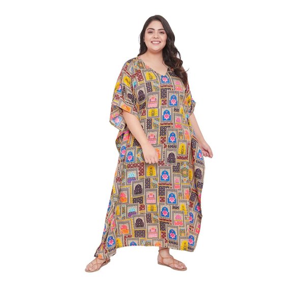 Gypsie Blu Dresses & Skirts - Gypsie Blu Multicolor Geometric Printed Caftan Kimono Beach Cover Up for Women